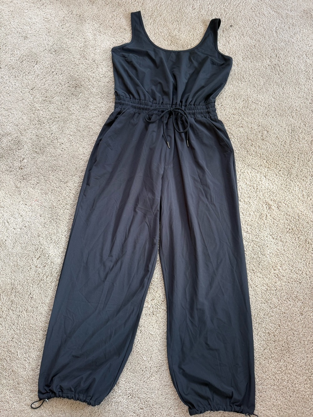 NWT Abercrombie and Fitch Black Drawstring Jumpsuit L